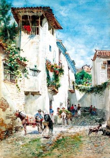 Calle Granadina Oil Painting by Manuel Bernardino Ruiz Sanchez Morales