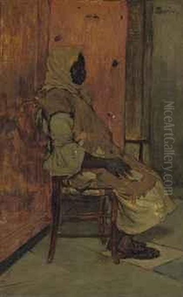 A Seated Lady Oil Painting by Henry Rul