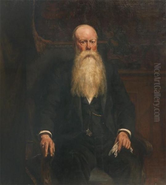 Portrait Of A Bearded Man, Seated Oil Painting by Jules Rullens