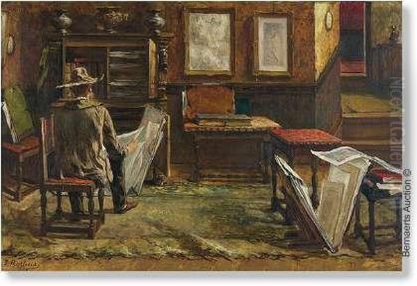 The Print Lover Oil Painting by Jules Rullens