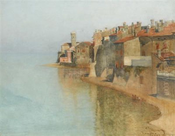 Houses On A Bay by Franz Rumpler