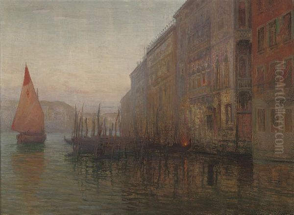 Dawn On The Grand Canal Oil Painting by Mikhail Rundaltsov