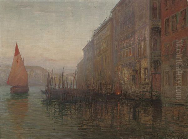 Dawn On The Grand Canal, Venice Oil Painting by Mikhail Rundaltsov