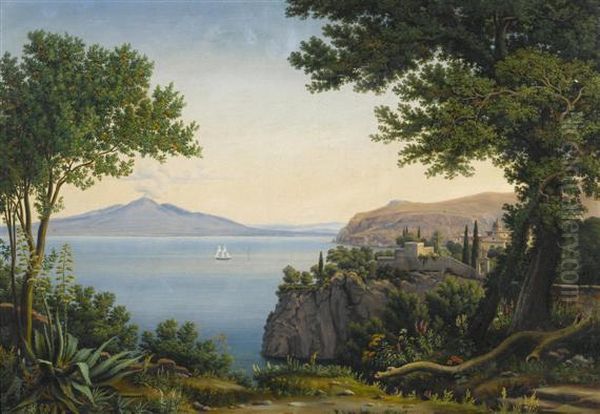 View Of Vesuvius Oil Painting by Carl Ludwig Rundt