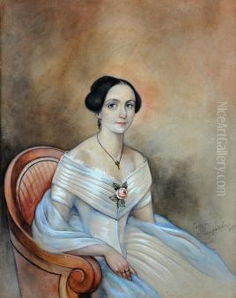 Portrait Of Anna Plochl, Countess Of Meran Oil Painting by Rungahber Rungalcher