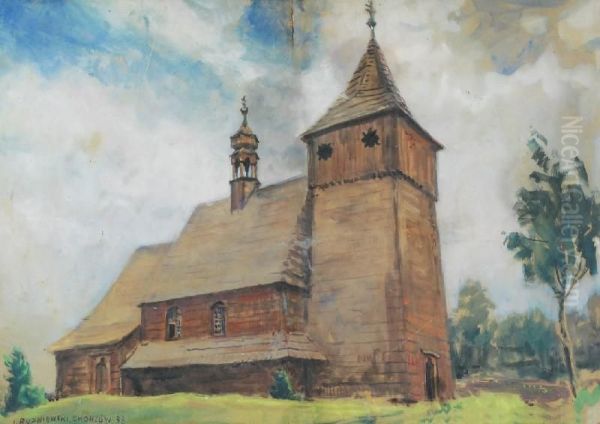 Kosciol Sw. Wawrzynca Oil Painting by Jerzy Mieczyslaw Rupniewski