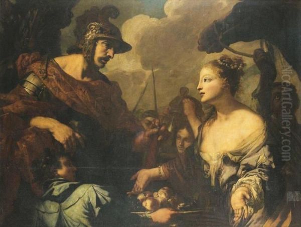 David Et Abigail Oil Painting by Francesco Ruschi