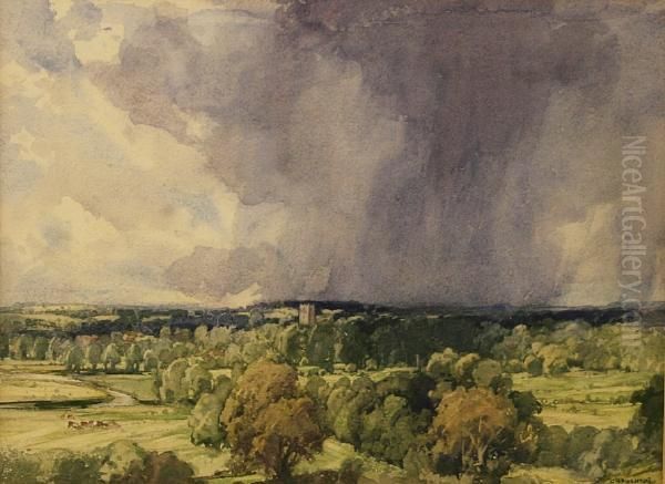 Dedham Vale Oil Painting by George Robert Rushton