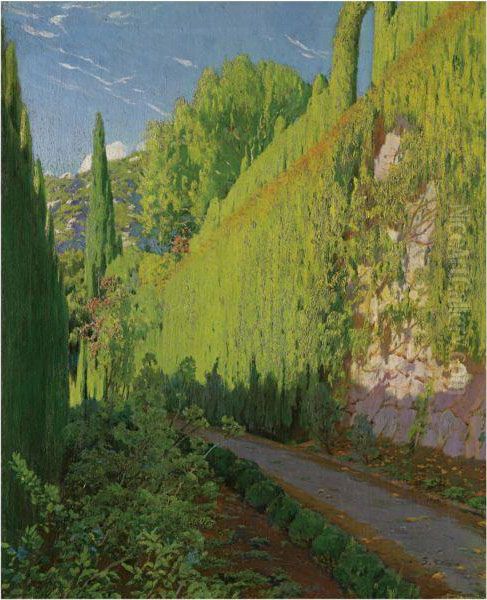 Jardin De Sa Coma. Valdemosa Oil Painting by Santiago Rusinol i Prats