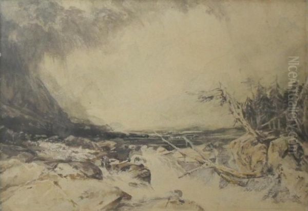 Stormy Landscape Oil Painting by John Ruskin