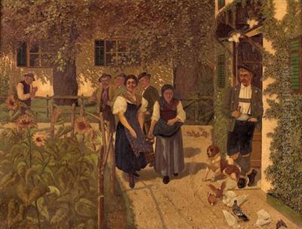 Die Hubsche Bauernstochter Im Sommergarten by Franz, Russ Jnr.