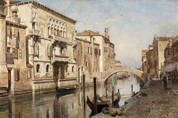 View Of The Palazzo Del Cammello In Venice Oil Painting by Robert Russ