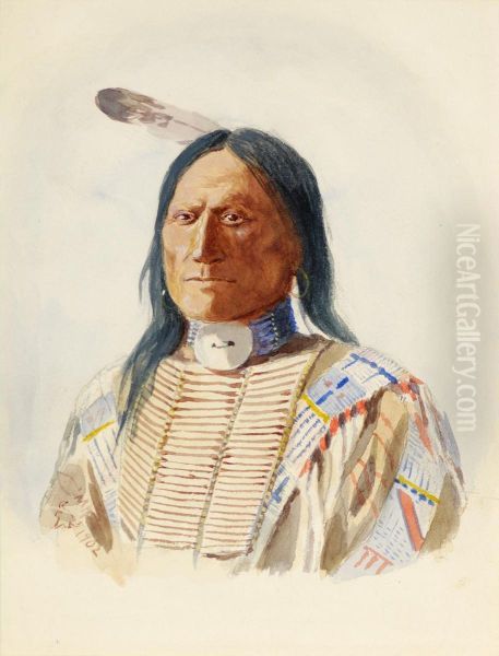 Indian Portrait Oil Painting by Charles Russell