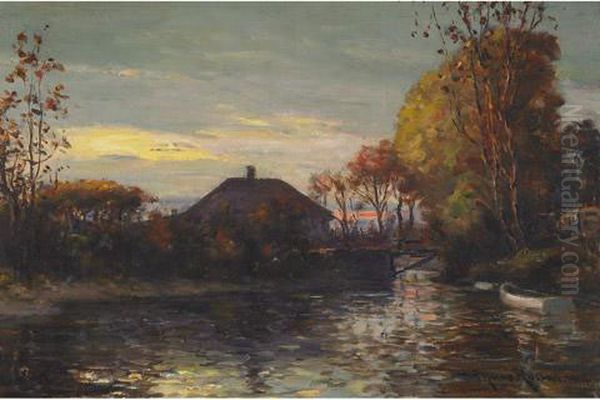 Autumn On The River Oil Painting by George Horne Russell