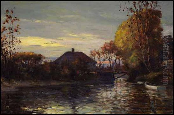 Sunrise On The River Oil Painting by George Horne Russell