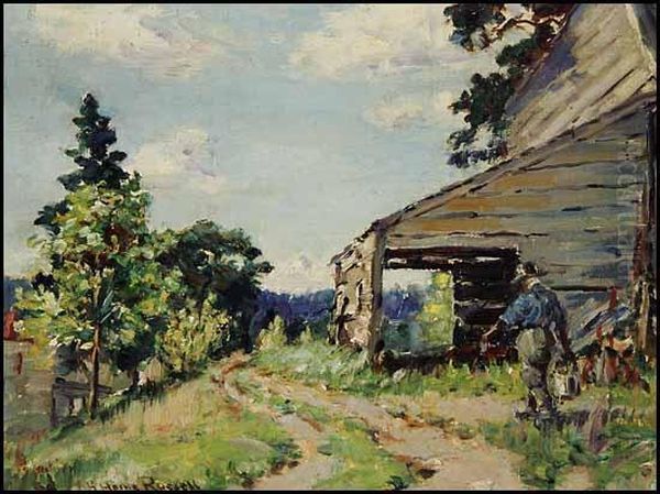 Country Farm Oil Painting by George Horne Russell