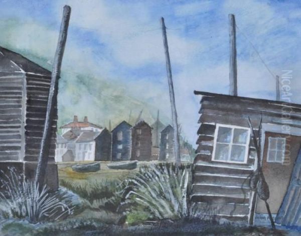 Hastings Fishing Huts Oil Painting by John Russell