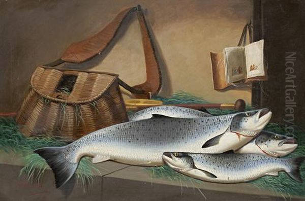 A Brace Of Salmon Oil Painting by John Russell