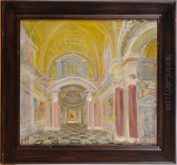 Inside A Church Oil Painting by Morgan Russell