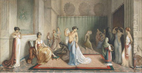 A Roman Bath House Oil Painting by R. Ramsay Russell