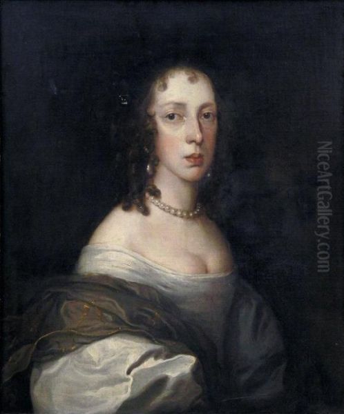 Portrait Of Queen Henrietta Maria Oil Painting by Theodore Russell