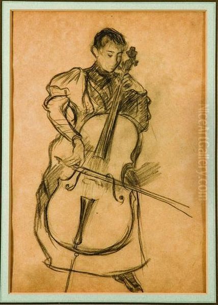 The Cello Player Oil Painting by Walter Westley Russell