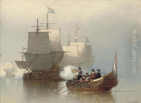 Saluting The Arrival Of A Dignitary Oil Painting by Johan Adolph Rust