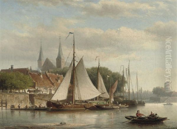 View Of The Bergkerk, Deventer Oil Painting by Johan Adolph Rust