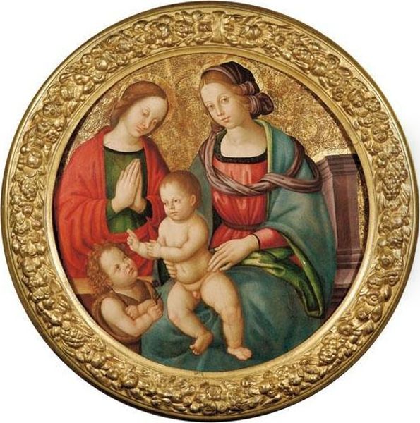 Madonna Col Bimbo, San Giovannino E Santa Oil Painting by Vincenzo Rustici