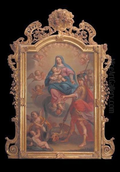 Vergine In Gloria Con San Giorgio E Il Drago Oil Painting by Clemente Ruta