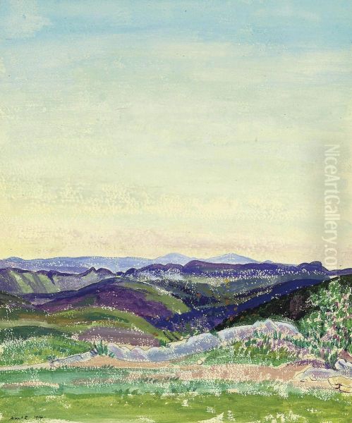 View From The Plateau Napoleon, Grasse, France by Albert Rutherston