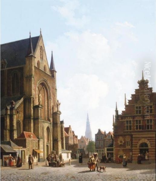 Grote Market, Haarlem Oil Painting by Johannes, Jan Rutten