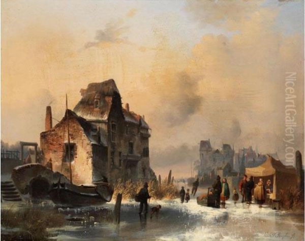 Winterliche Stadtlandschaft Mit Verfallenen Gebauden Oil Painting by Jan Michael Ruyten