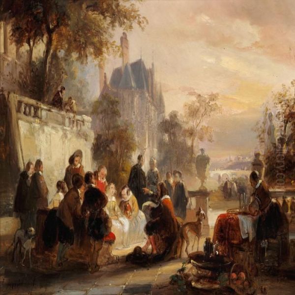 Crowds In A Park Oil Painting by Jan Michael Ruyten