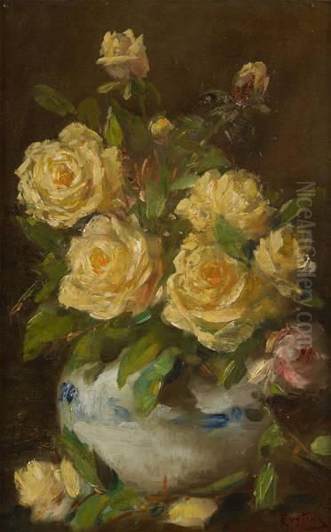 Bouquet De Roses Oil Painting by Alfred Ruytinx