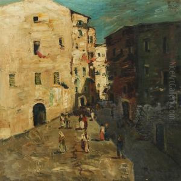 Scenery From Fra Genua Oil Painting by Hans Ruzicka-Lautenschlager