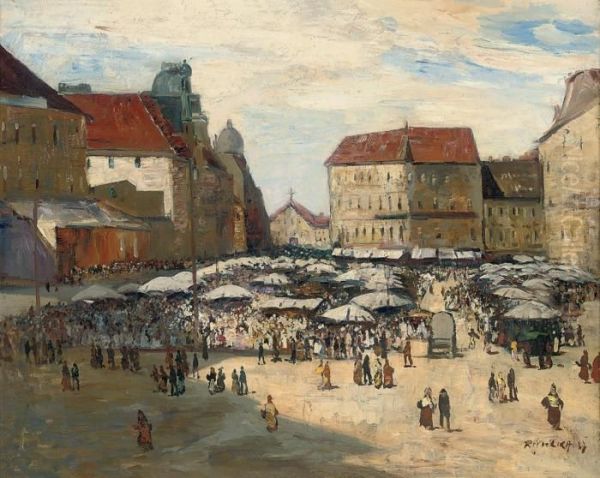 Linz Oil Painting by Hans Ruzicka-Lautenschlager