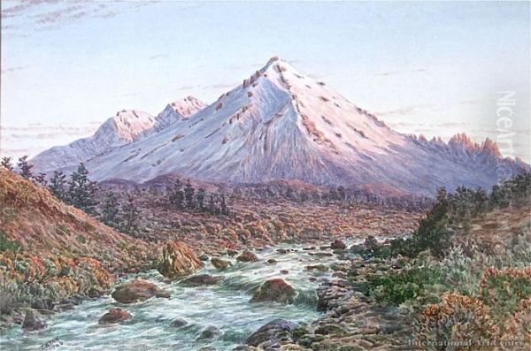 Mt Ruapehu Oil Painting by Thomas Darby Ryan