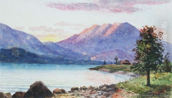 Sunset, Lake Te Anau Oil Painting by Thomas Darby Ryan