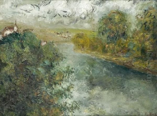 Paysage Au Bord De L'eau Oil Painting by Isaac Ryback