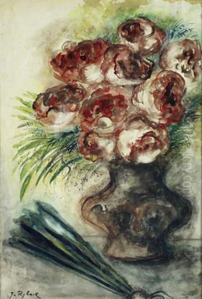 Vase Of Flowers Oil Painting by Issachar ber Ryback