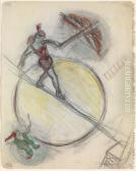 Acrobat On A Rope Oil Painting by Issachar ber Ryback