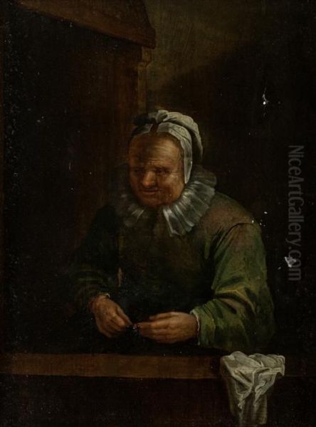 Study Of Lady With Rosary Oil Painting by David The Younger Ryckaert