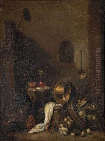 Interieur De Cuisine Oil Painting by Frans, Francois Ryckhals