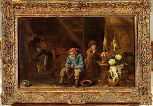 Interno Di Cucina Con Figure Oil Painting by Frans, Francois Ryckhals