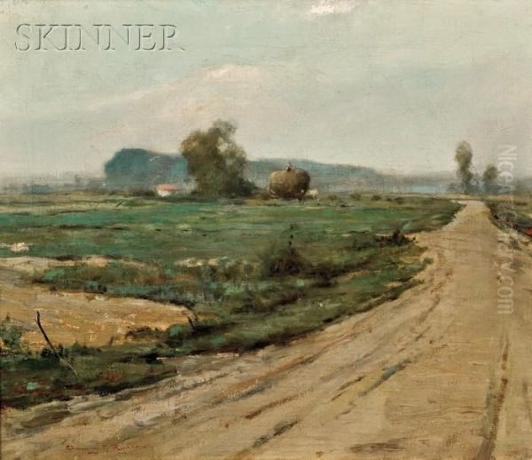 Landscape With Figure On A Hay-filled Ox Cart Oil Painting by Chauncey Foster Ryder