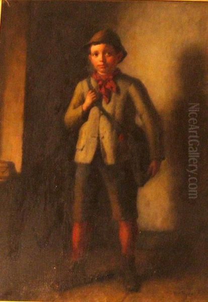 Young Boy With Satchel Oil Painting by Platt Powell Ryder