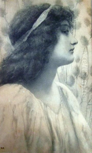 Study Of A Classical Maiden Oil Painting by Henry Ryland