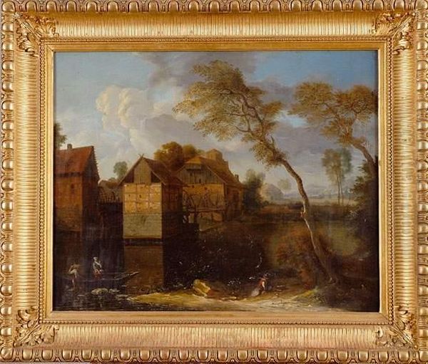 paysage Aux Moulins A Eau Oil Painting by Jacques Rysbrack