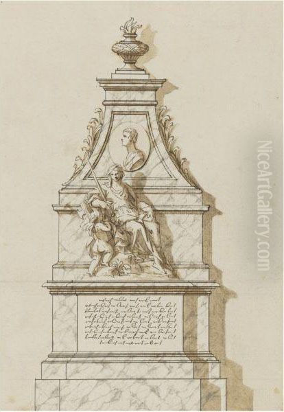 A Design For A Monument To A Young Man Oil Painting by John Michael Rysbrack